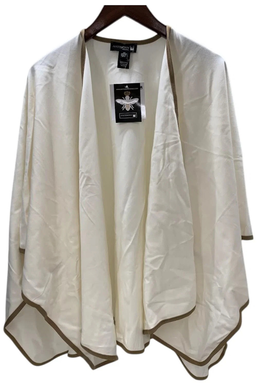 Antthony Women's Originals Ruana w Contrast Binding Ivory -